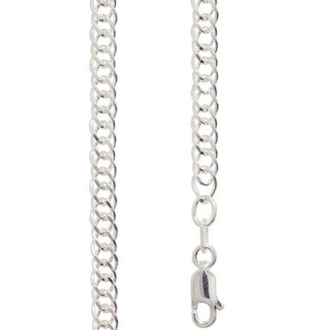 Silver Double Curb Link Necklace - 50 cm