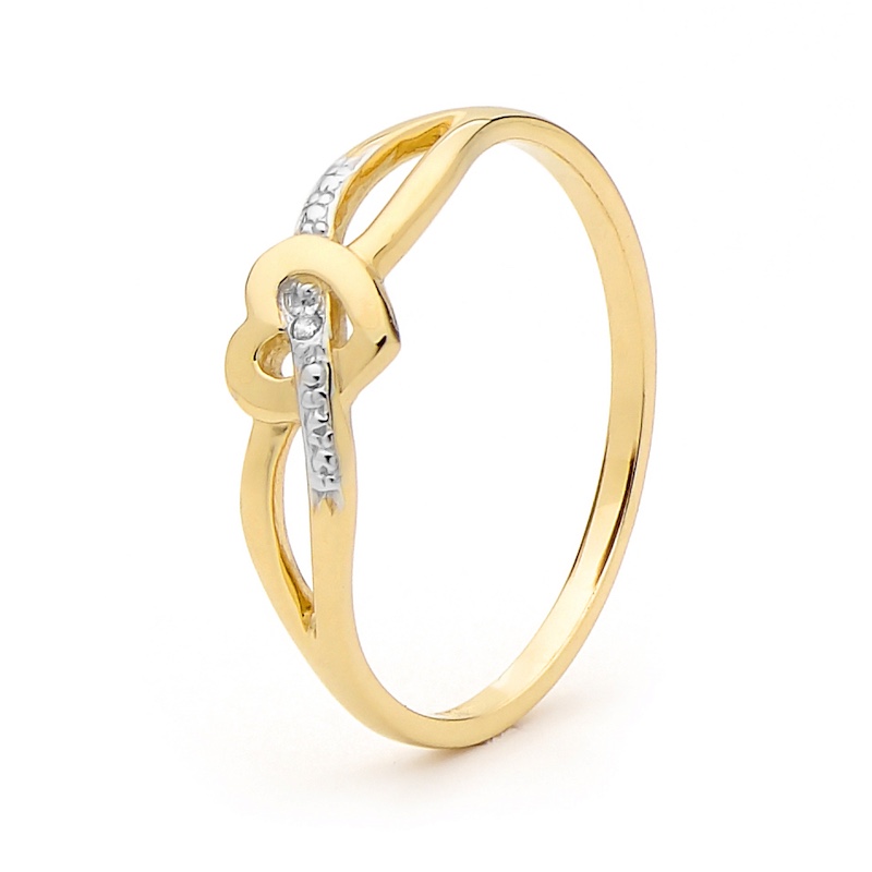 Diamond Ring - "Ribbon through heart"