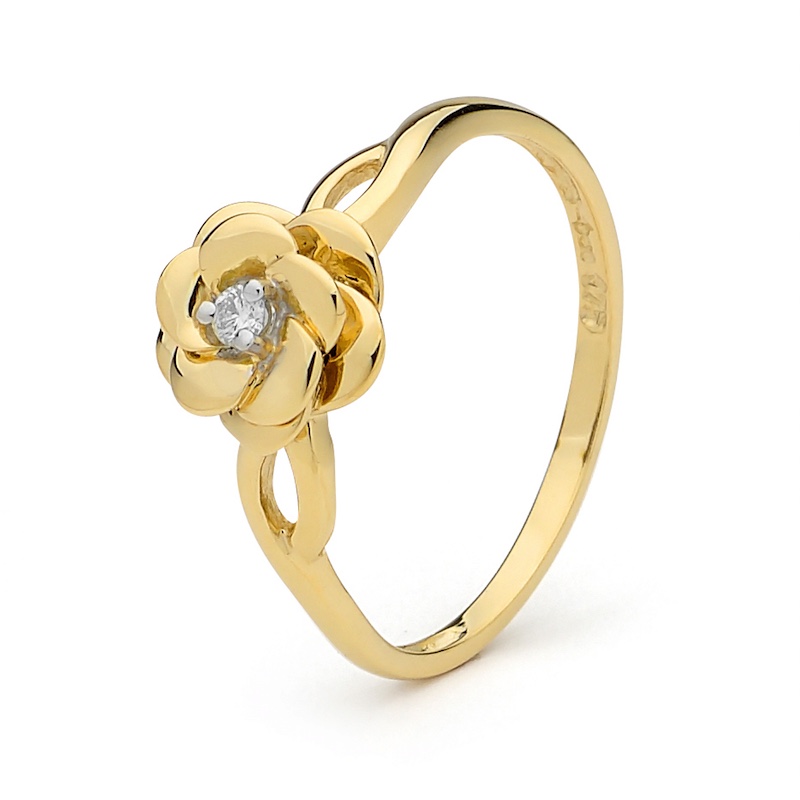 Diamond Set Camelia Ring