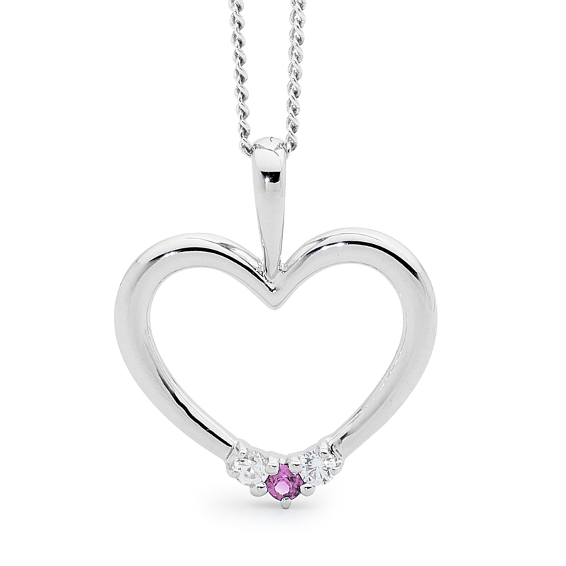 Romantic Silver Heart Pendant with PINK CZ