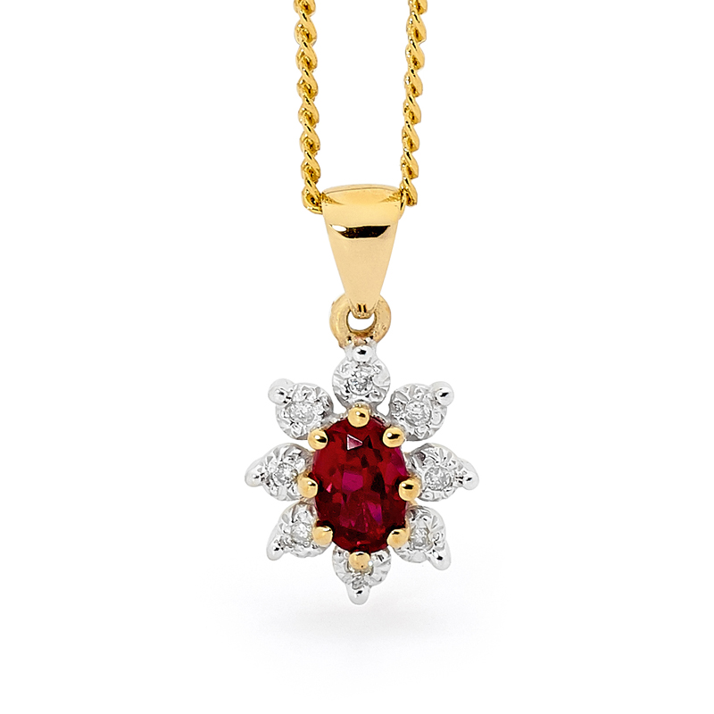 Red Ruby and Diamond Dress Pendant