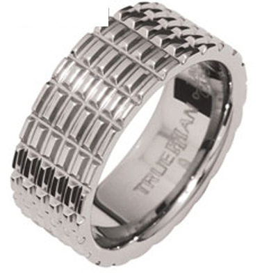 Mens Tungsten Ring "Tyre Track" US Size 11.5
