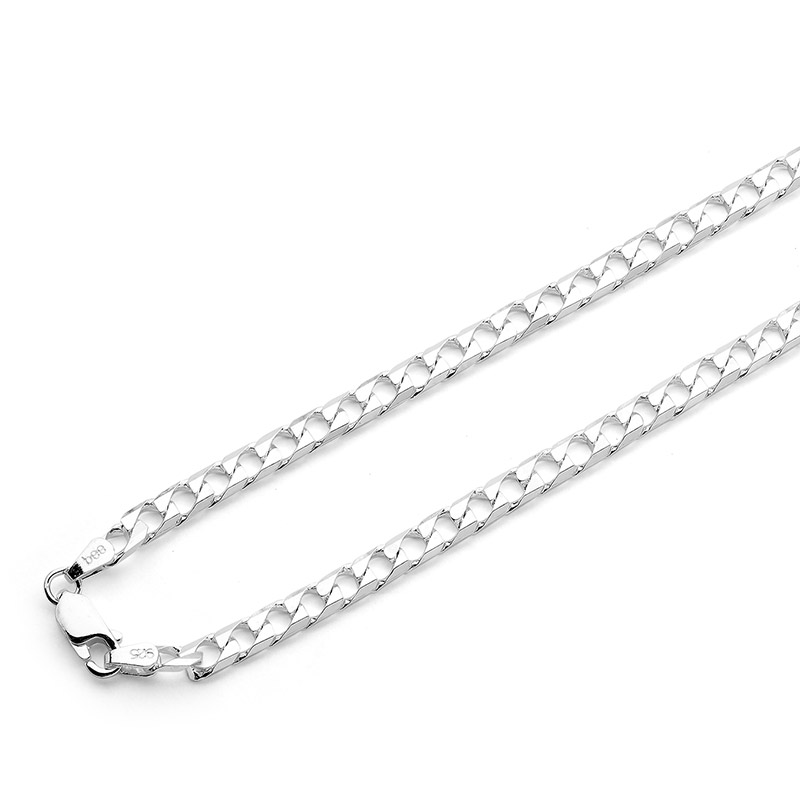 Medium Weight Silver Flat Curb Link Chain - 45 cm.