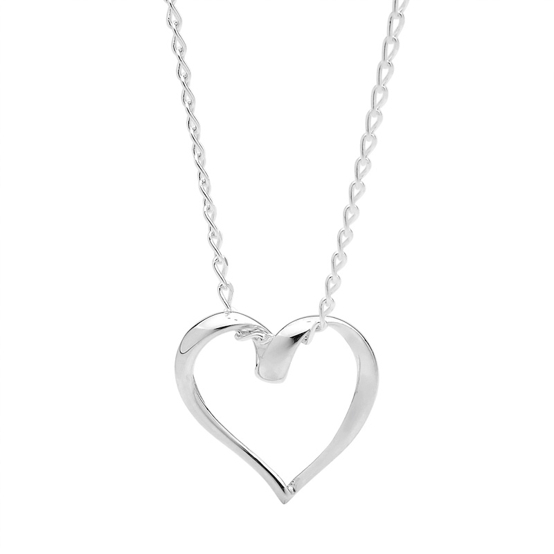 34351 Open Silver Heart Pendant on Chain